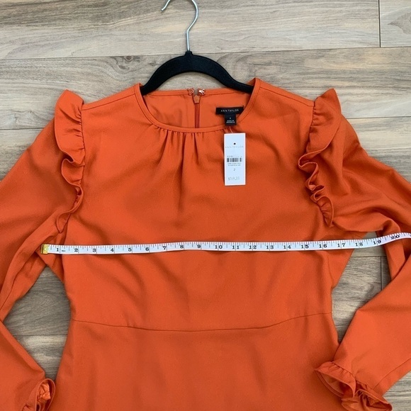 ANN TAYLOR ruffle long sleeve burnt orange - Picture 4 of 6
